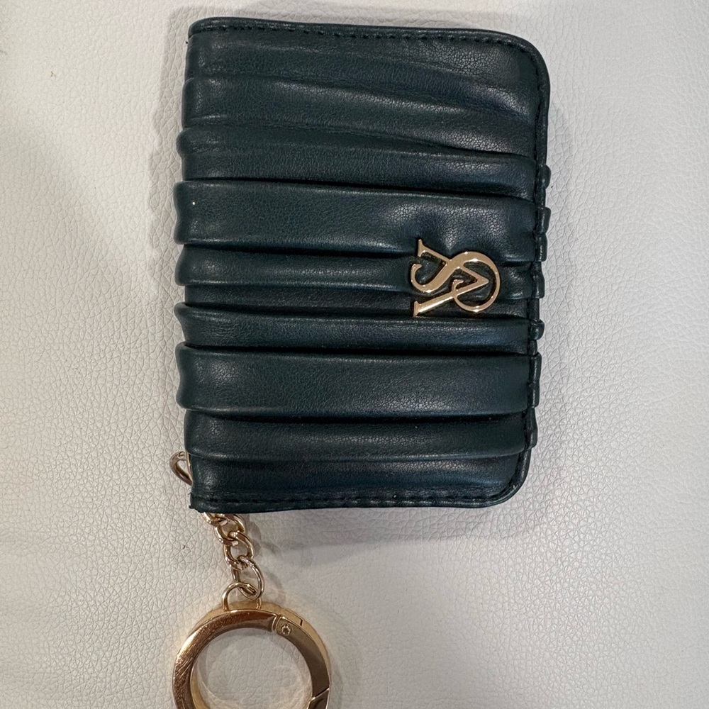 Victoria's Secret Dark green Leather Card Holder with Gold Accent